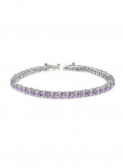 925 Sterling Silver Amethyst Studded Tennis Bracelet