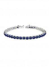 Sapphire Round-Cut Sterling Silver Bracelet