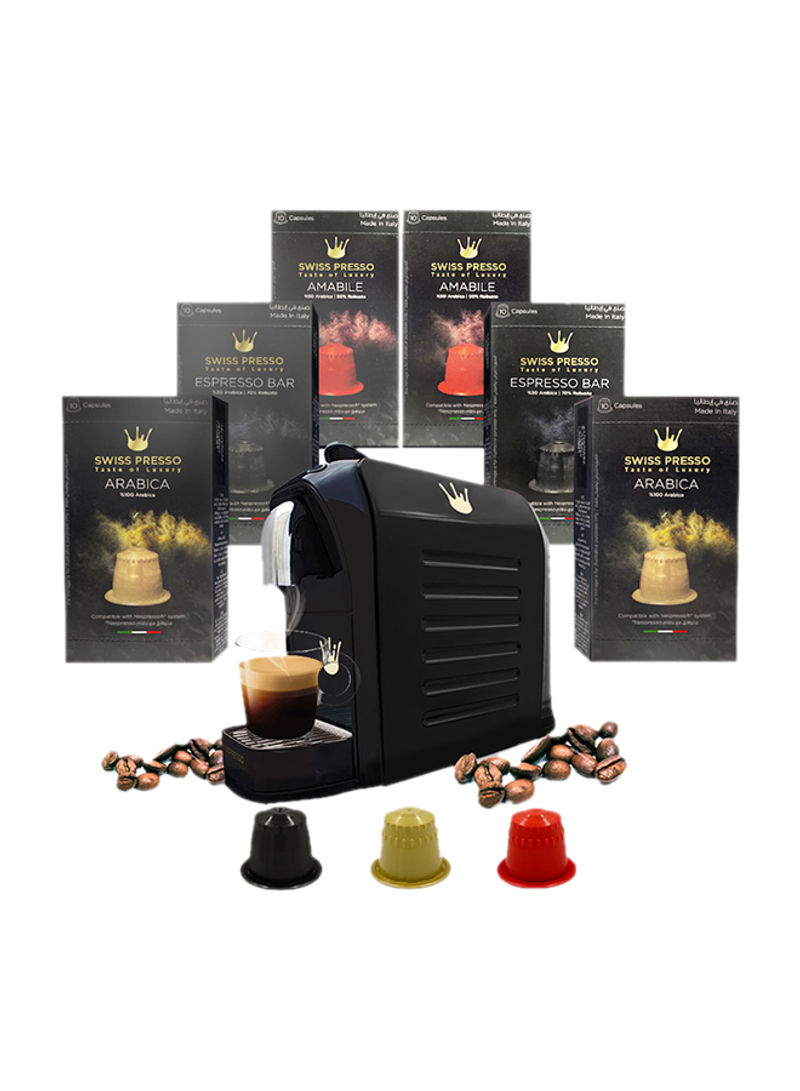 Nespresso Compatible Espresso Machine With 60 Italian Coffee Capsules 0.7 l 1255 W SCMF014 Black