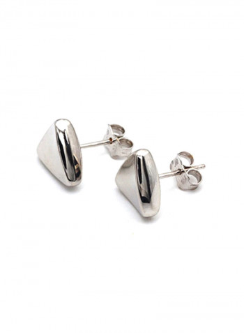 18k Gold Plain 3D Triangle White Gold Earring Set