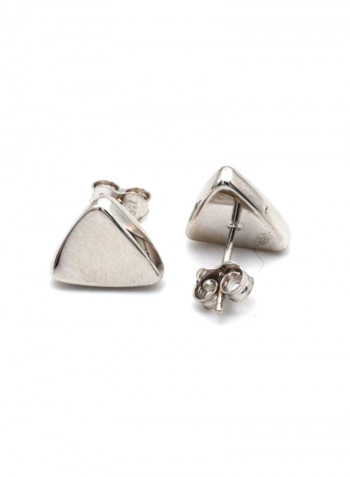 18k Gold Plain 3D Triangle White Gold Earring Set