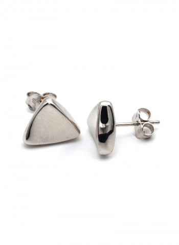 18k Gold Plain 3D Triangle White Gold Earring Set