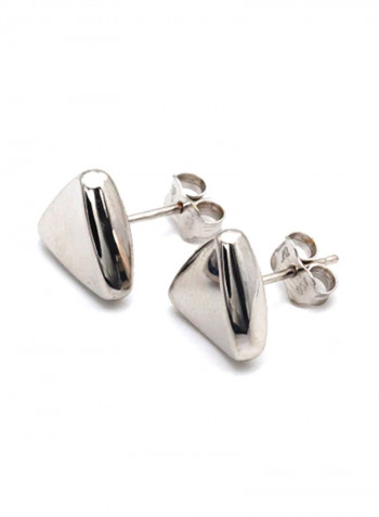 18k Gold Plain 3D Triangle White Gold Earring Set