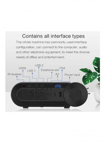 Wireless Projector WiFi 1800 Lumens Support Full HD 1080P PROJ-WO-49-B Black