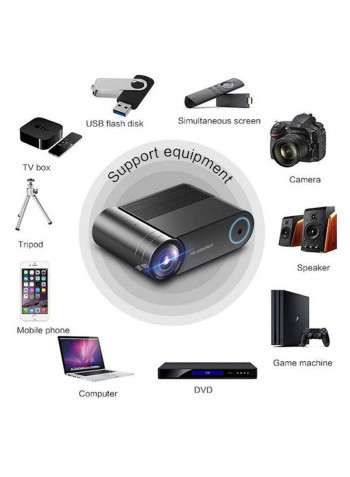 Wireless Projector WiFi 1800 Lumens Support Full HD 1080P PROJ-WO-49-B Black