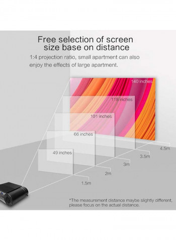 Wireless Projector WiFi 1800 Lumens Support Full HD 1080P PROJ-WO-49-B Black