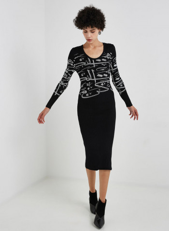 Midi Long Sleeves Dress Black