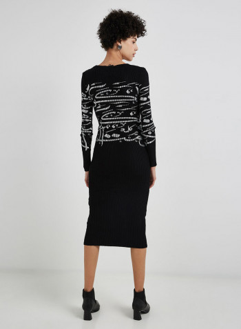 Midi Long Sleeves Dress Black