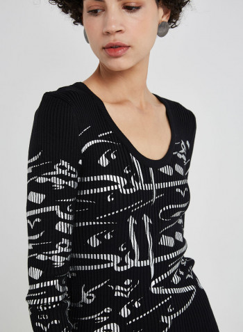 Midi Long Sleeves Dress Black