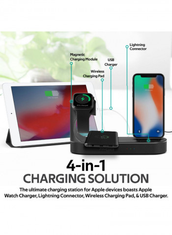 4-In-1 Powerstate Charging Dock 18 Watts Power Delivery , 10 Watts Wireless Charging Pad Black