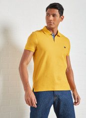 Contrast Placket Slim Fit Polo Yellow
