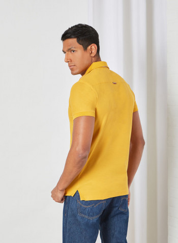 Contrast Placket Slim Fit Polo Yellow