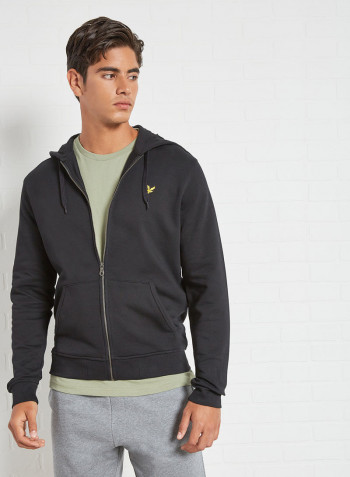 Zip Through Hoodie Jet Black