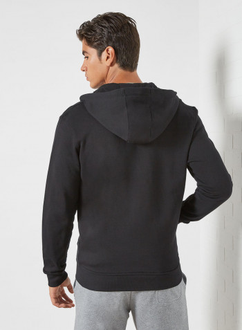 Zip Through Hoodie Jet Black