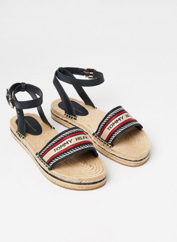 Artisanal Flatform Sandals Navy