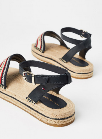 Artisanal Flatform Sandals Navy