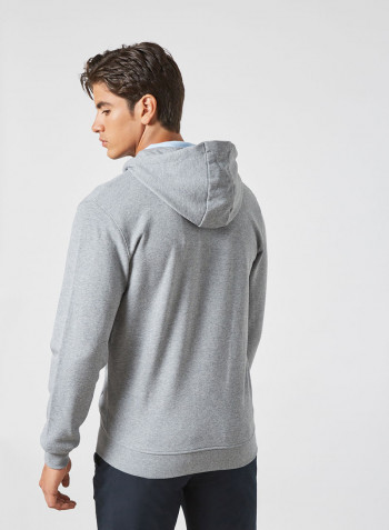 Zip Through Hoodie Mid Grey Marl