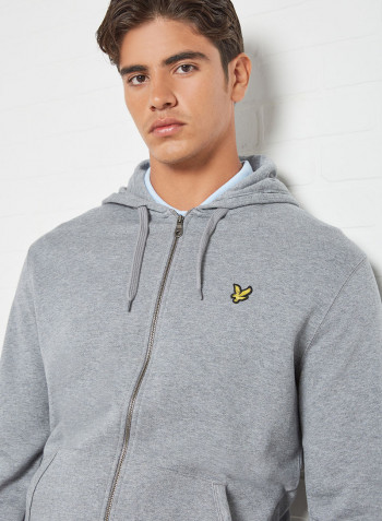 Zip Through Hoodie Mid Grey Marl