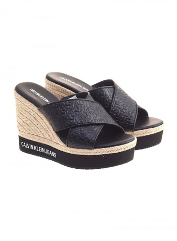 Crisscross Wedge Sandals Black