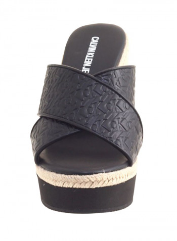 Crisscross Wedge Sandals Black