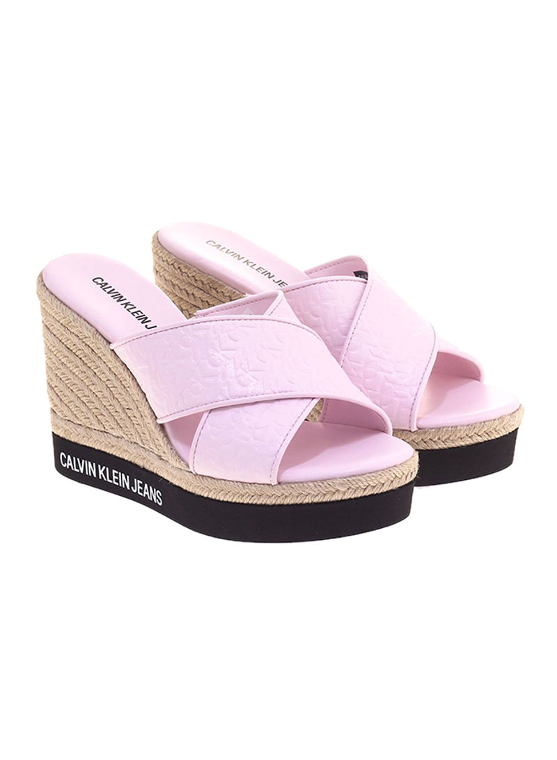 Crisscross Wedge Sandals Pearly Pink