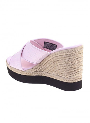 Crisscross Wedge Sandals Pearly Pink