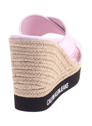 Crisscross Wedge Sandals Pearly Pink