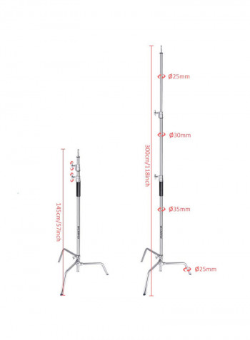 Adjustable Tripod With Turtlebase 134cm Silver