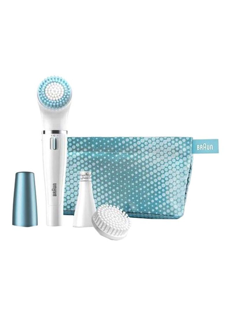 2-In-1 FaceSpa Cleansing Brush And Facial Epilator Set White/Blue