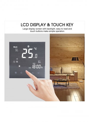 LCD Touch Screen Wi-Fi Thermostat Grey 86x86x13.3millimeter