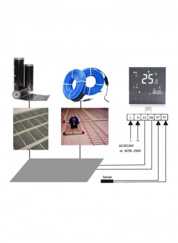 LCD Touch Screen Wi-Fi Thermostat Grey 86x86x13.3millimeter