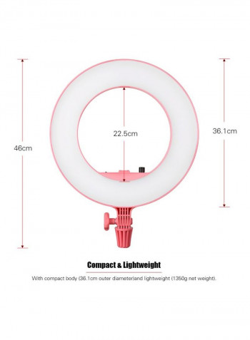 LED Video Light Ring With Phone Holder White