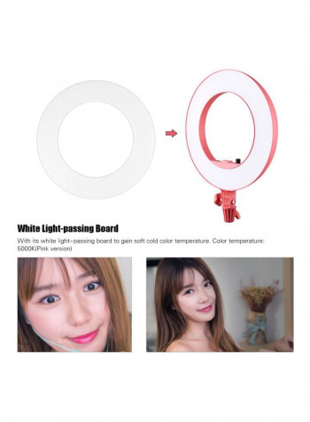 LED Video Light Ring With Phone Holder White