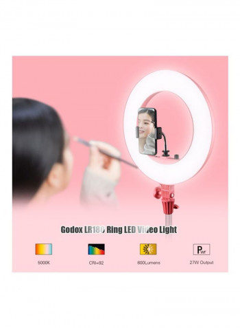 LED Video Light Ring With Phone Holder White