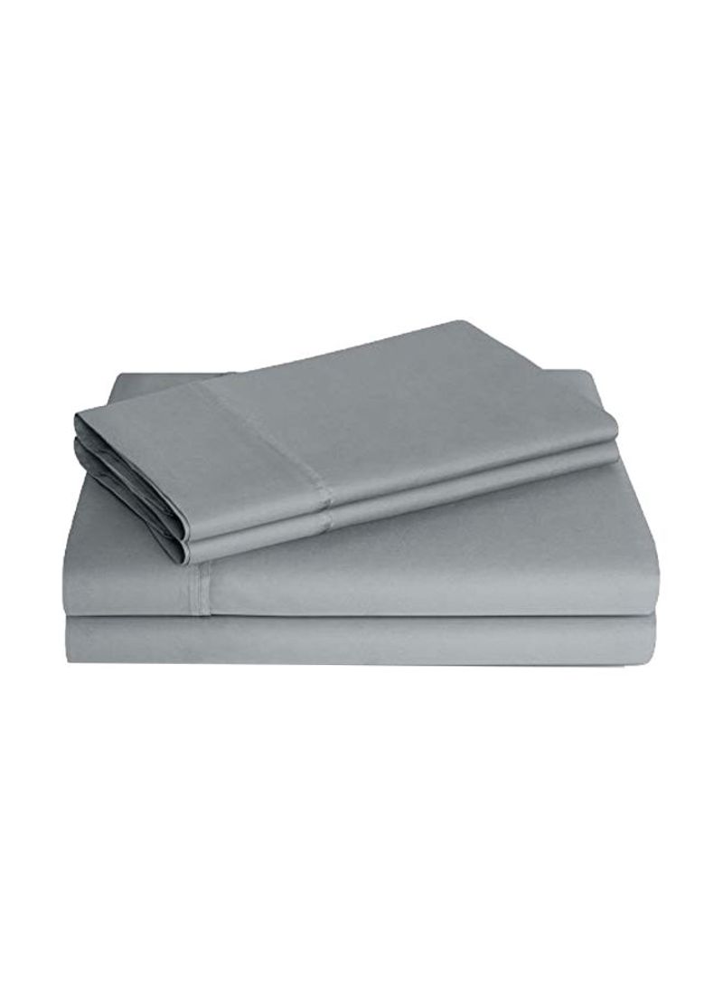 4-Piece Ultra Soft Deep Pocket Cotton Blend Sheet Set Stone Queen