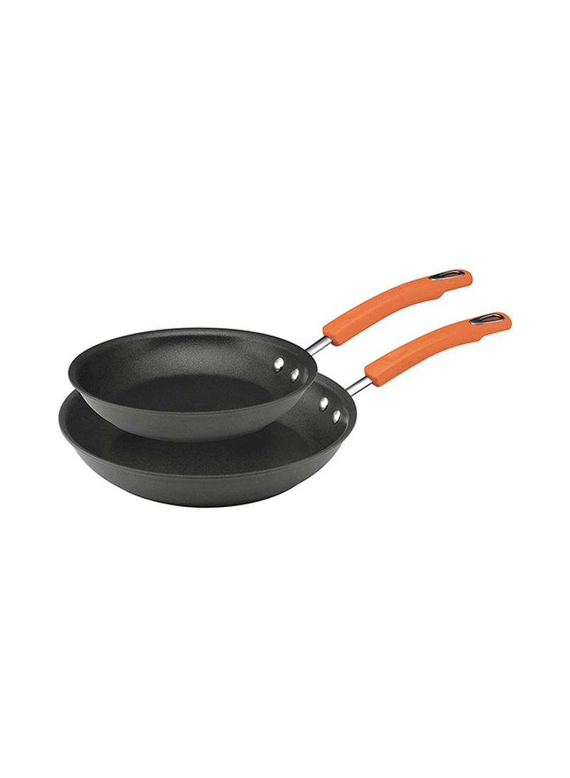 2-Piece Non-Stick Fry Pan With Handle Black/Orange