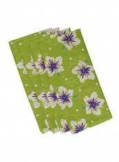4-Piece Polyester Floral Printed Napkin Green/White/Purple 19x19inch