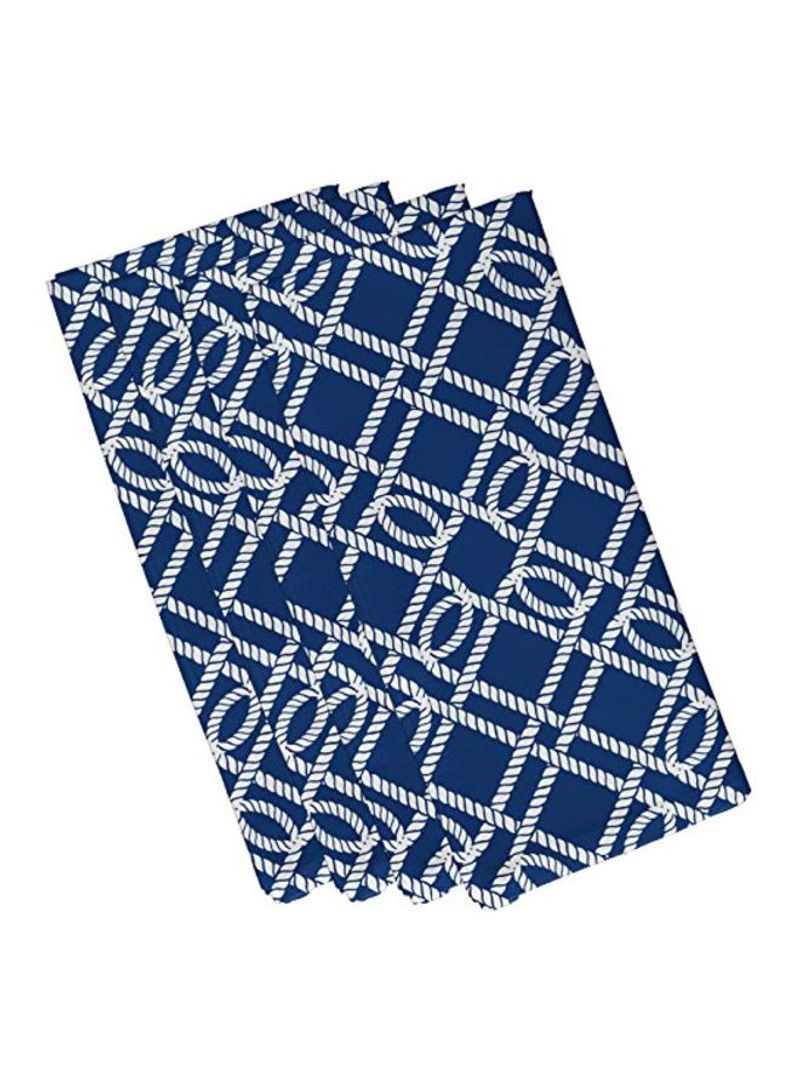4-Piece Ropes Printed Napkin Set Blue/White 19x19inch