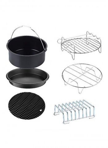 6-Piece Air Fryer Accessory Kit Black/Silver