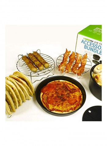 6-Piece Air Fryer Accessory Kit Black/Silver