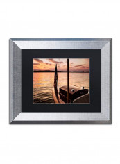 Chippewa Lake Silver Framed Wall Art Browm/Orange 11 x 14inch