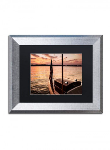 Chippewa Lake Silver Framed Wall Art Browm/Orange 11 x 14inch