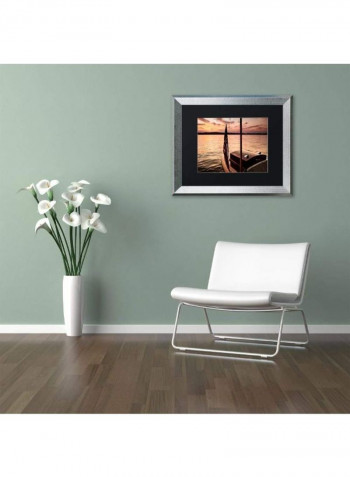 Chippewa Lake Silver Framed Wall Art Browm/Orange 11 x 14inch