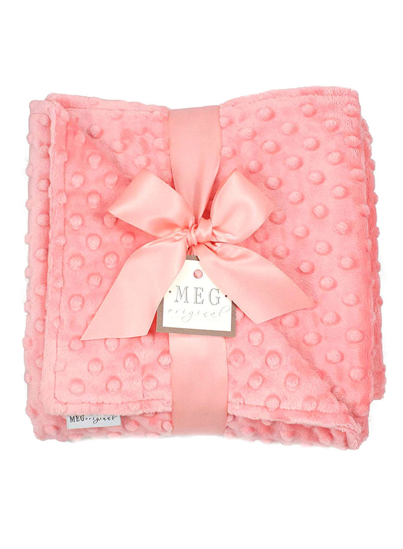 Coral Minky Dot Baby Blanket