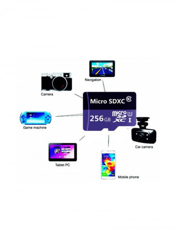 بطاقة ذاكرة microSDXC من الفئة 10 تأتي مع محول 256غيغابايت أسود/أزرق