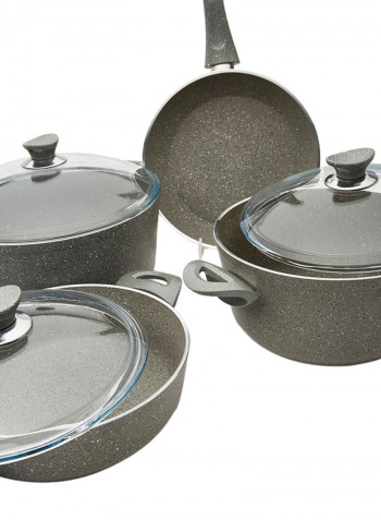 9-Piece  Granite Coated Cookware Set Grey