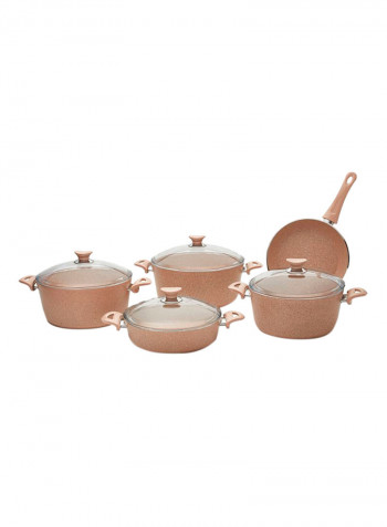 9-Piece  Granite Coated Cookware Set Pink