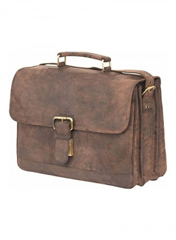Hunter Leather Crossbody Messenger Laptop Briefcase Bag Brown