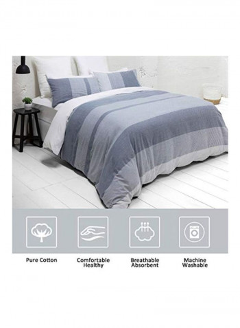 3-Piece Duvet Cover Set Grey Full/Queen