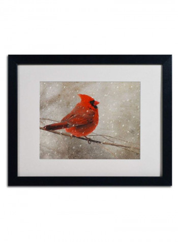 Cardinal In Winter Framed Wall Art Multicolour 16 x 20inch